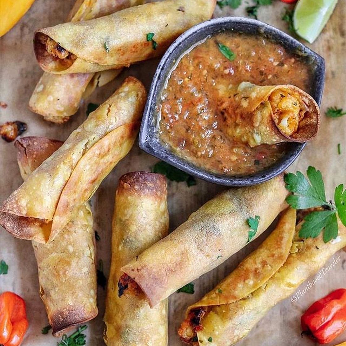 Crispy Mango Habanero Cauliflower Taquitos