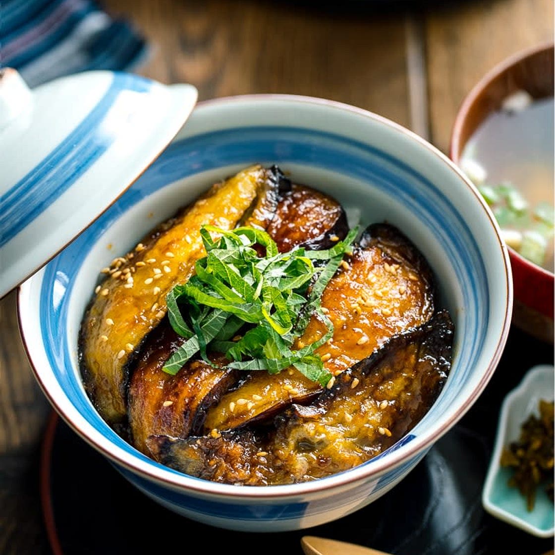 Eggplant & Mushroom Donburi