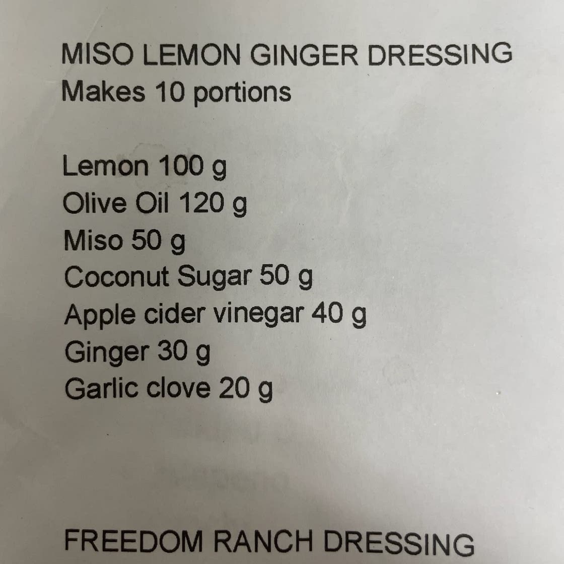Miso Lemon Ginger Dressing