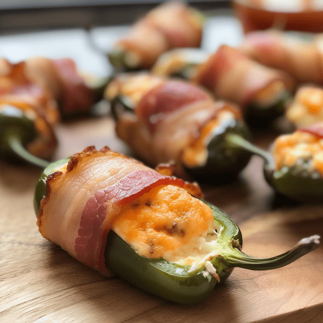 Cheesy Bacon-Wrapped Jalapeño Poppers