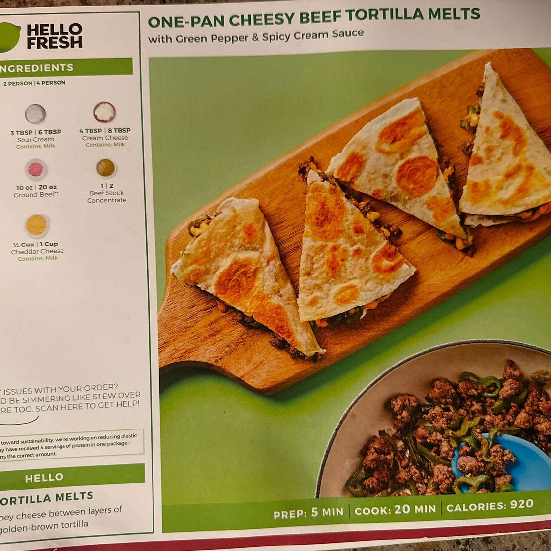 One pan cheesy beef tortilla melts