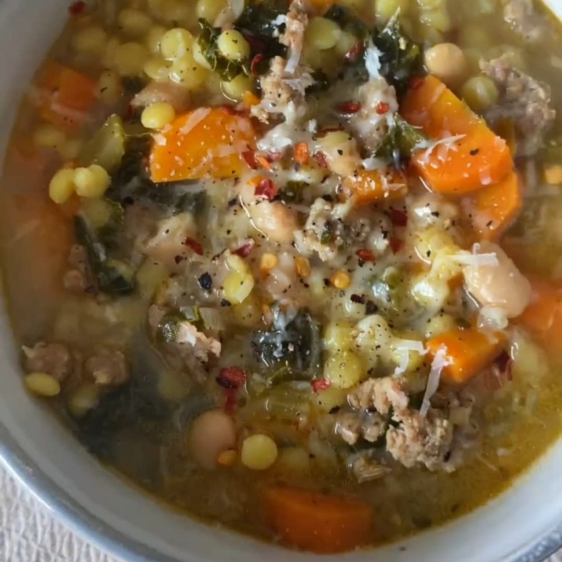 Tuscan white bean and cous cous soup