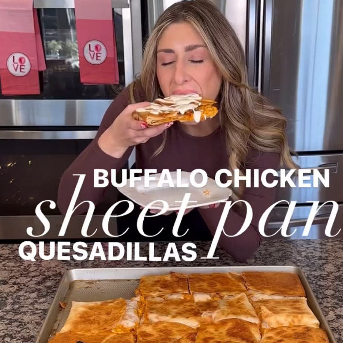 BUFFALO CHICKEN SHEET PAN QUESADILLAS