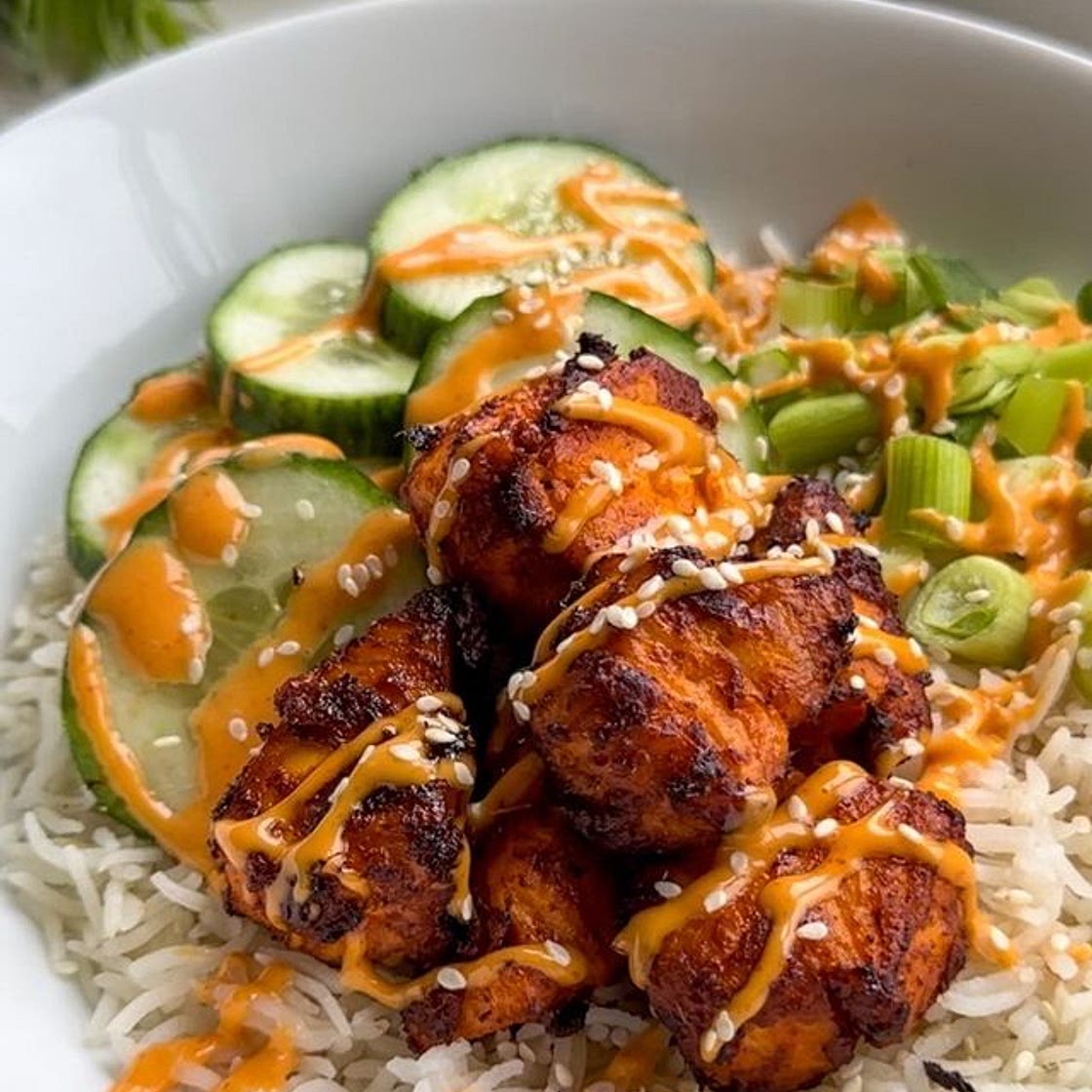 ✨ Crispy Thai Red Curry Salmon Bowl ✨
