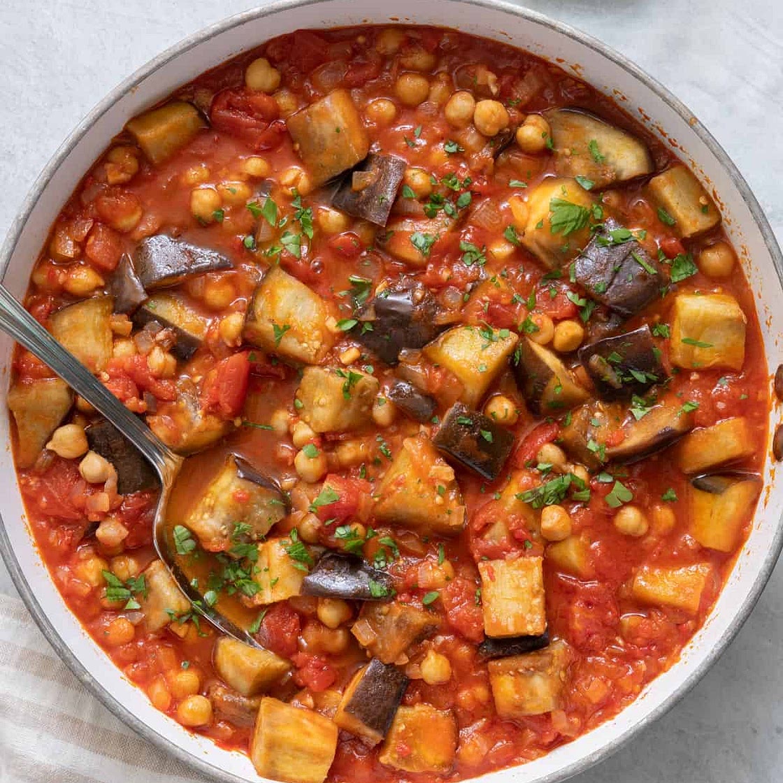 Eggplant and Chickpea Stew with Feta