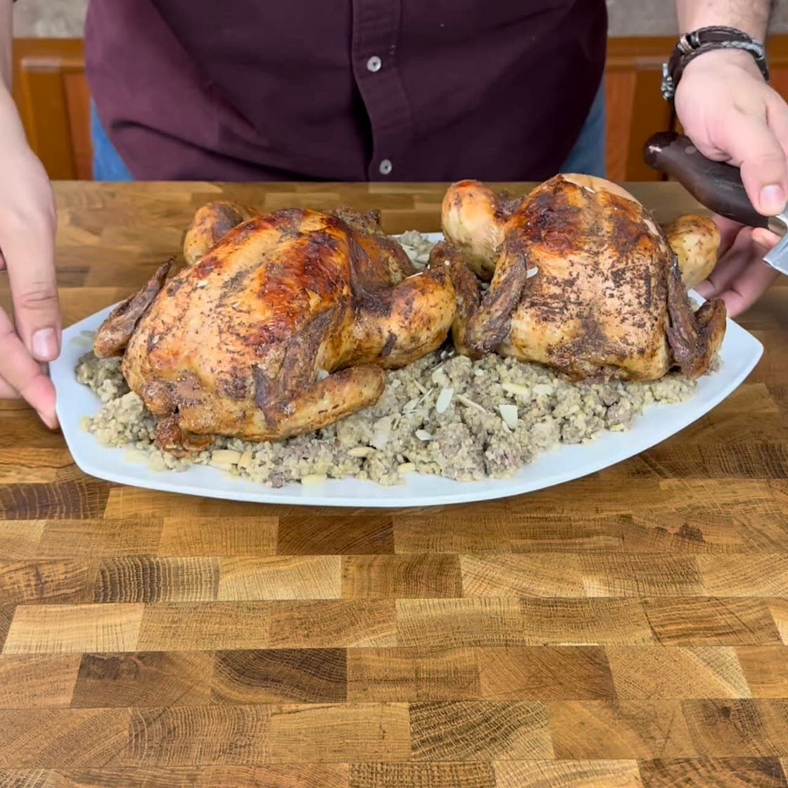 Palestinian Stuffed Chicken with Freekah