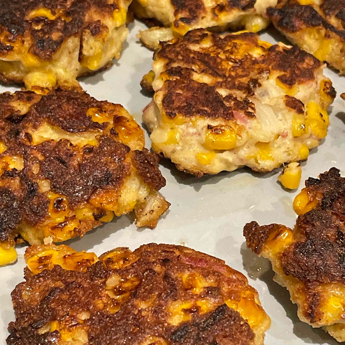 Low carb bacon and sweetcorn fritters