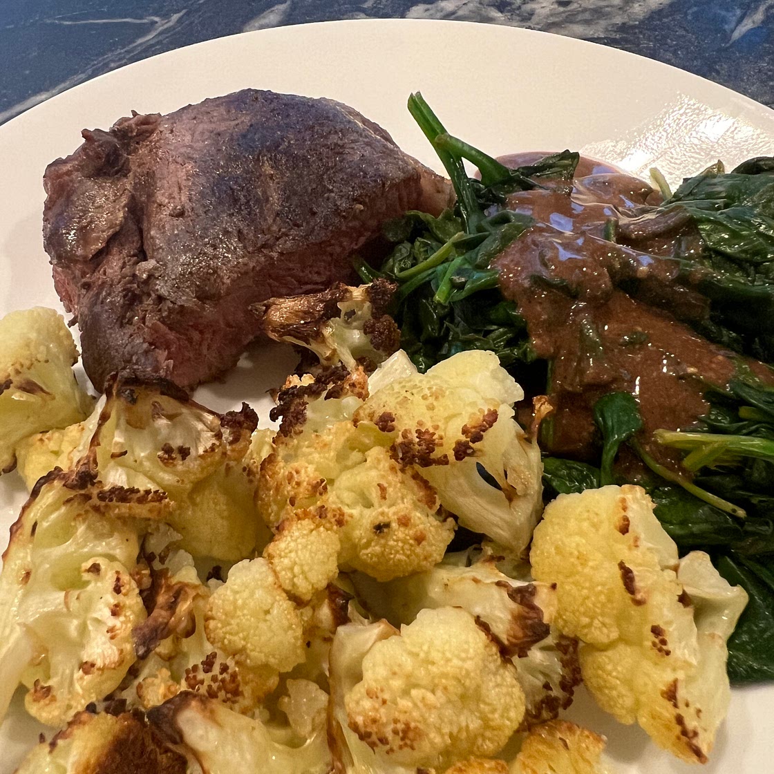One Skillet Steak with Sautéed Spinach