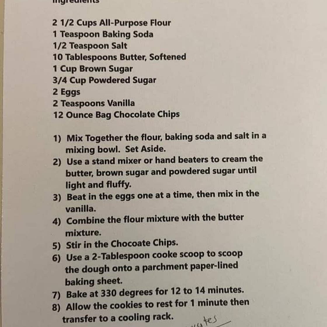 Disney Floridian Hotel Chocolate Chip Cookie Recipe