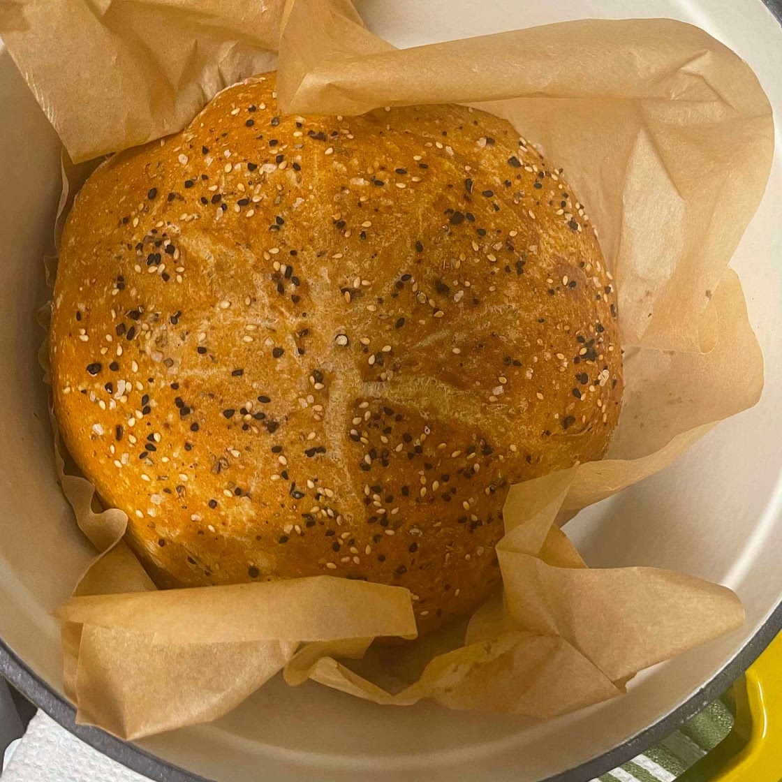 No knead, Dutch oven bread - extra protein