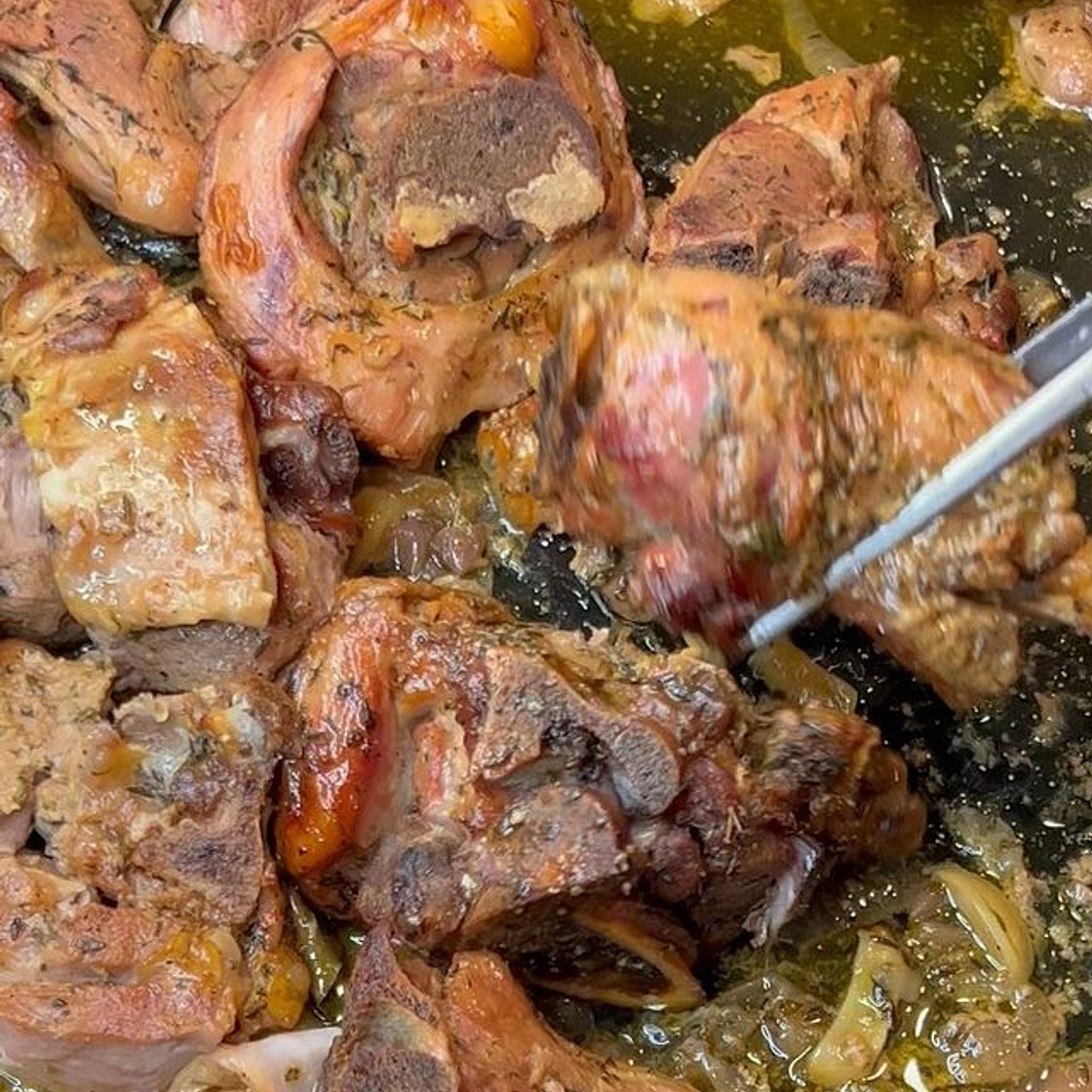Greek traditional oven roasted lamb