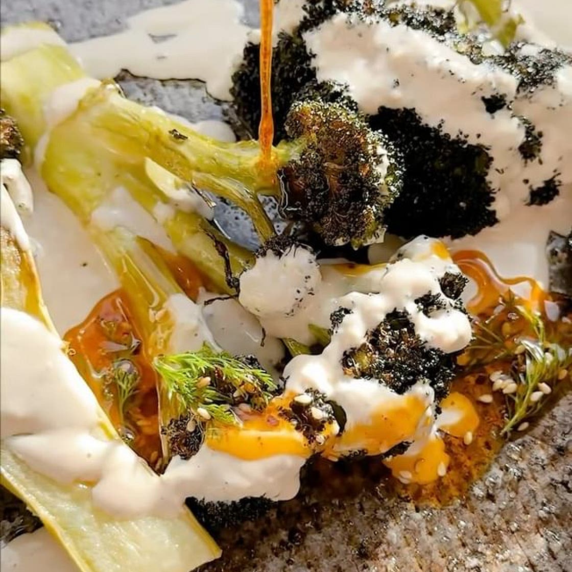 Garlicky tahini broccoli