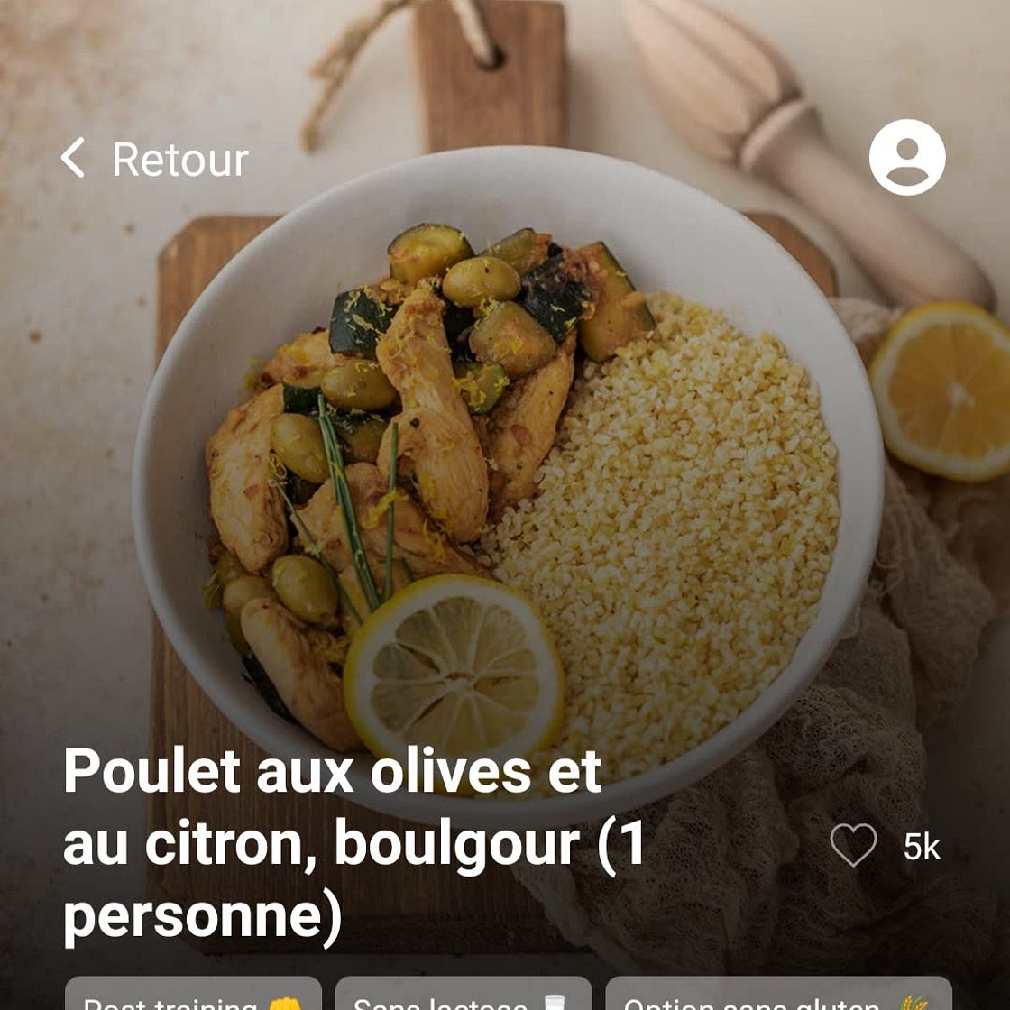 Poulet aux olives et citron boulgour