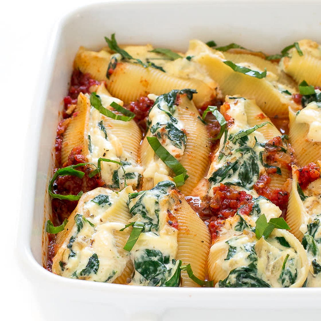 Spinach and ricotta stuffed shells 