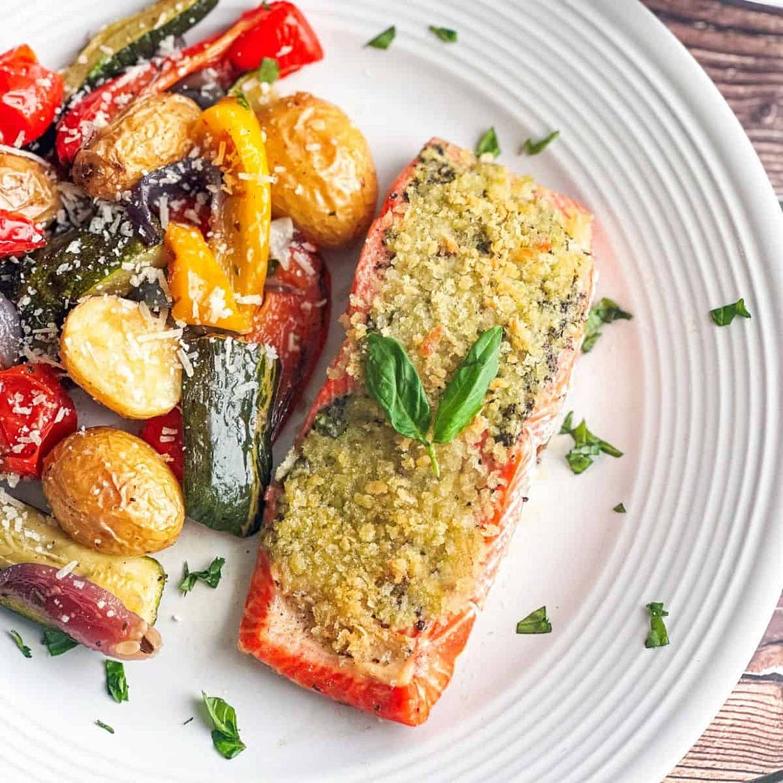 Easy Basil Pesto Crusted Salmon Recipe