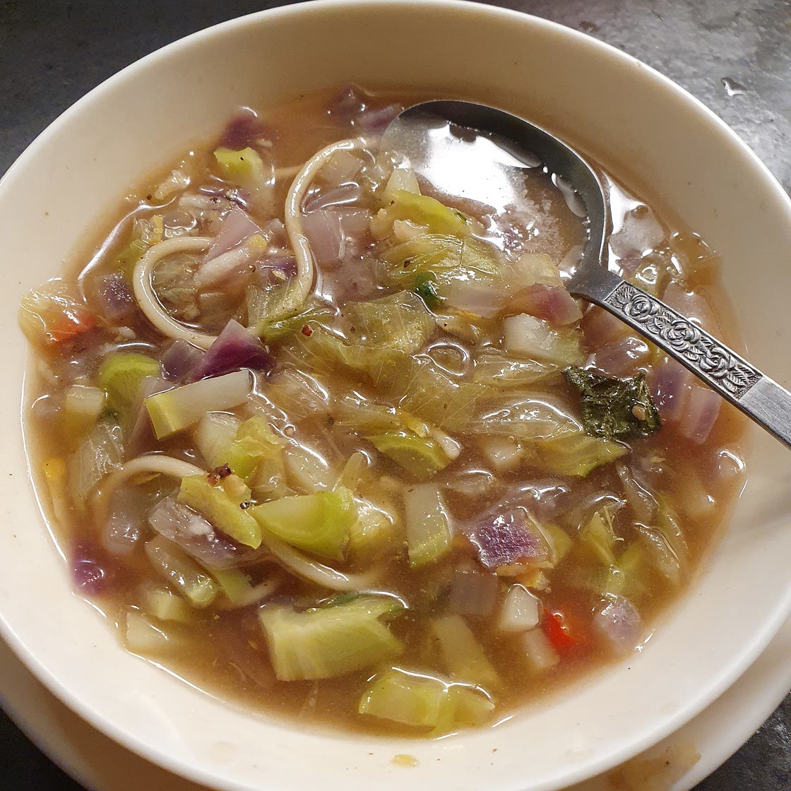 Spicy Veggie Spaghetti Soup (with lemon)