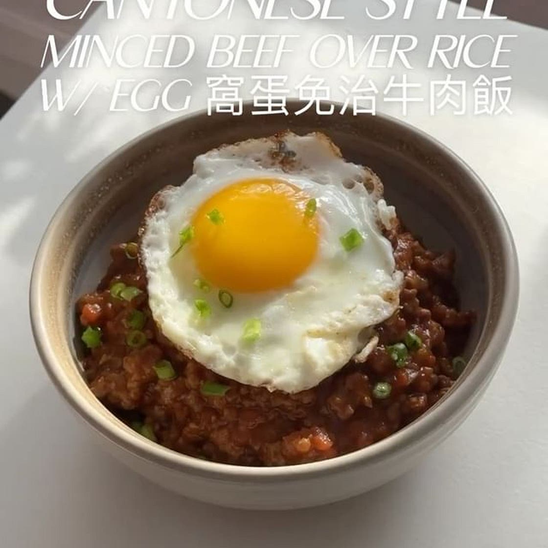 Cantonese Style Minced Beef Over Rice w/ Egg 窩蛋免治牛肉飯 🍚🍳