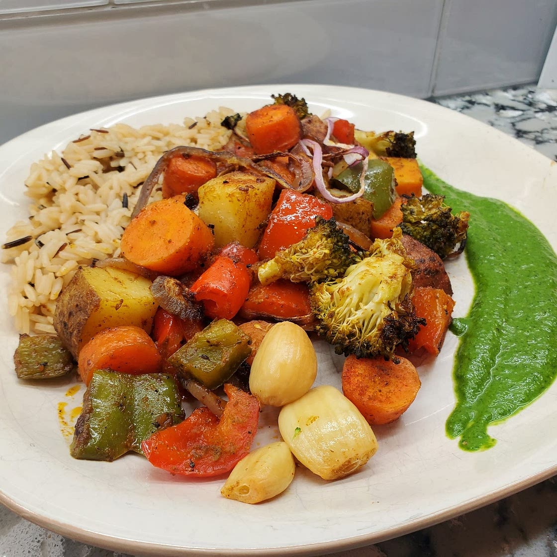 Roasted Vegetables with Cilantro Dressing