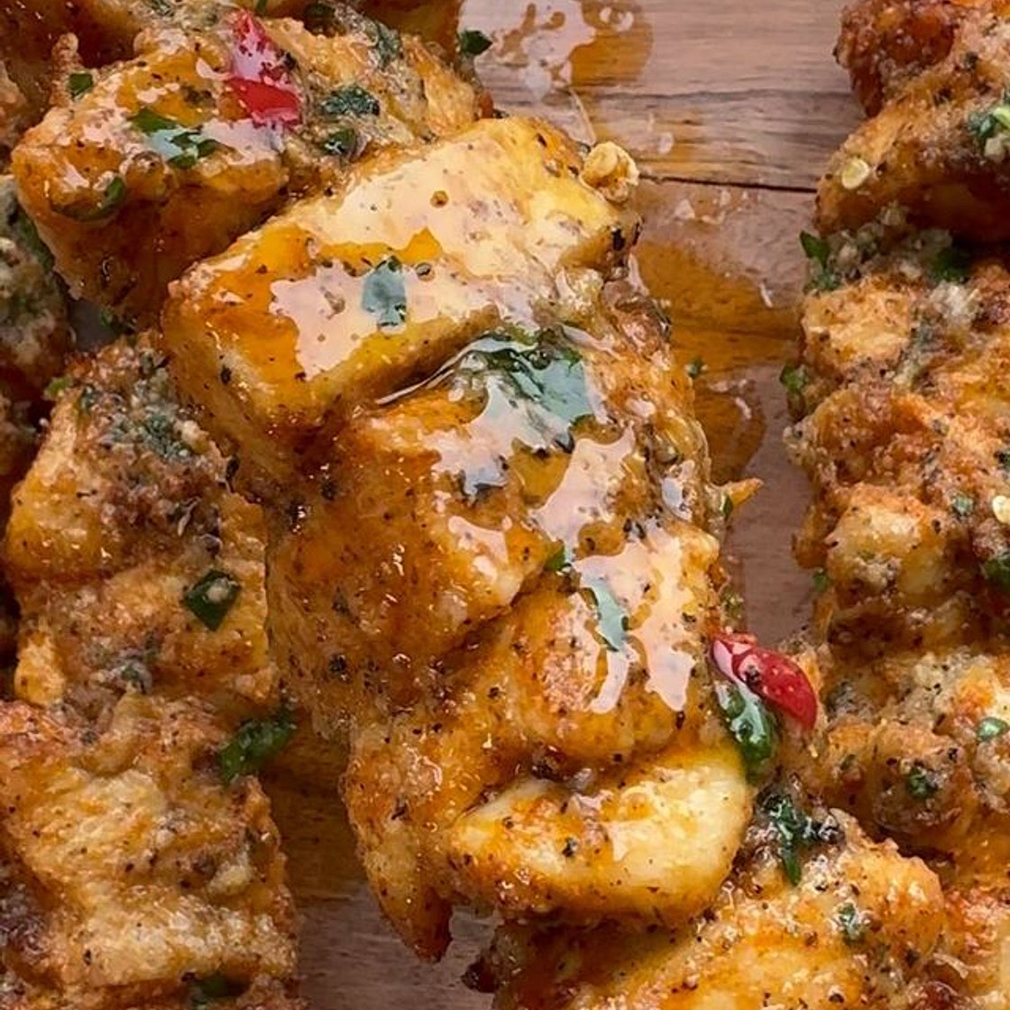 Garlicy Parmesan Chicken Skewers