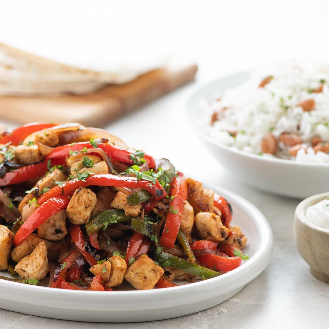 Chicken Fajitas with Rice and Beans
