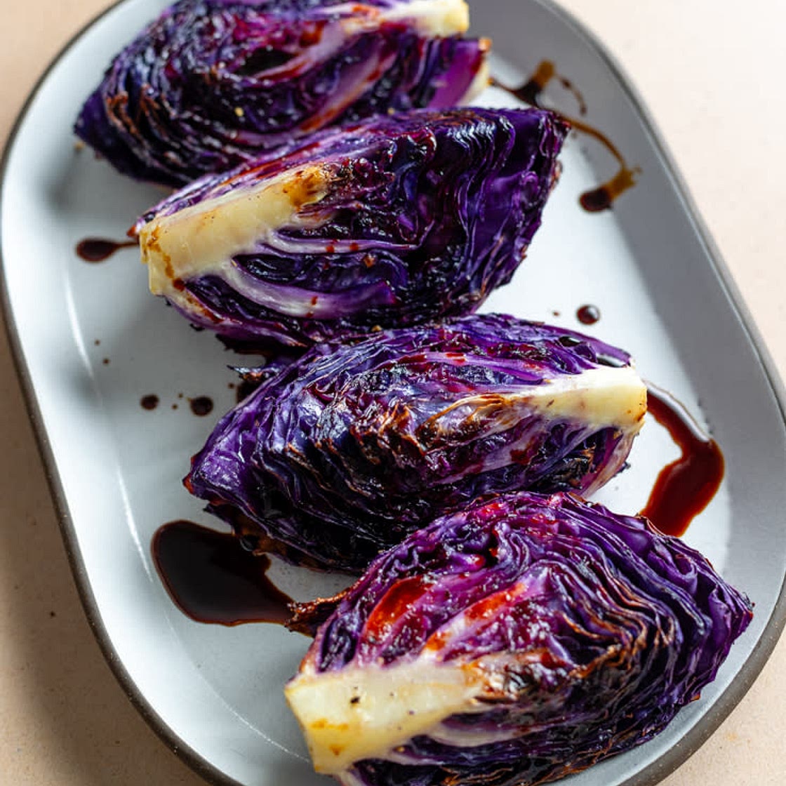 Balsamic Roasted Red Cabbage Wedges
