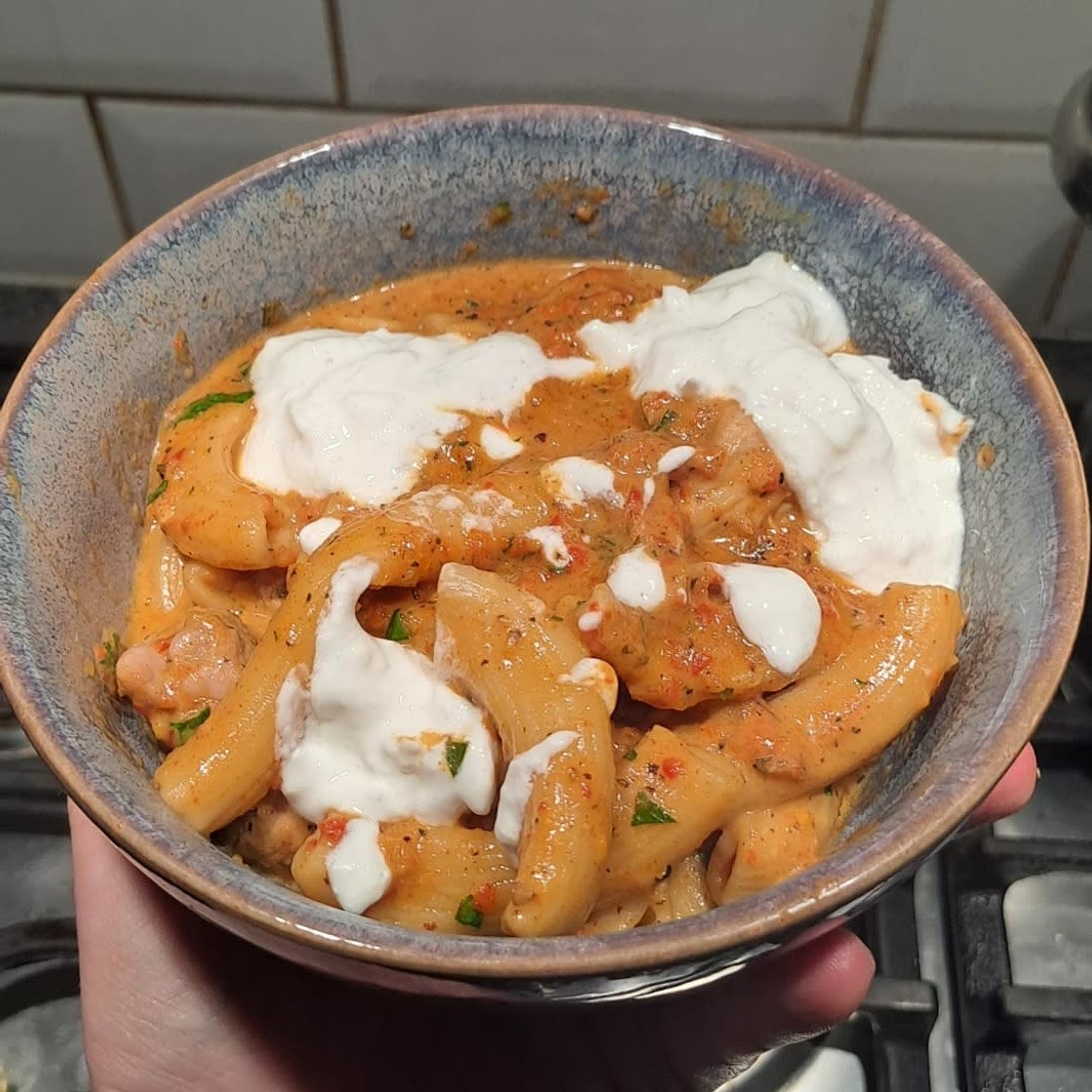 Creamy Red Pepper Pasta with Burrata & Herbs
