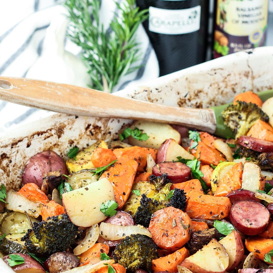 One-Pan Italian Sausage & Veggie Medley with Balsamic Glaze