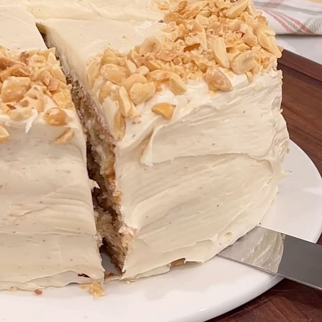 Spiced Banana Cake with Honey Peanut Butter Cream Cheese Frostin