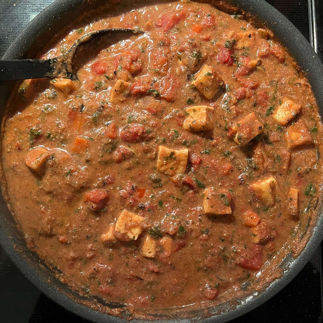 Tofu in Creamy Black Pepper Tomato Sauce ( Dum Tofu Paneer Kali Mirch)