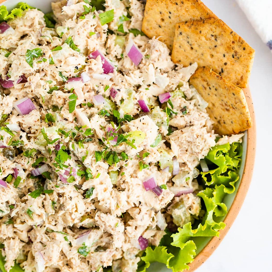 Tuna Salad with Almond Flour Crackers and Nutty Seeds