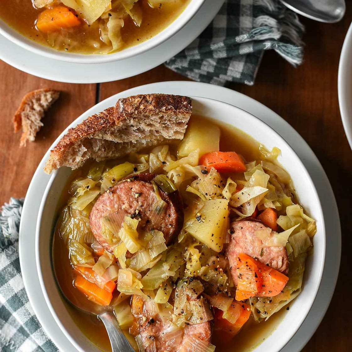 French Cabbage and Sausage Soup (Soupe Paysanne)