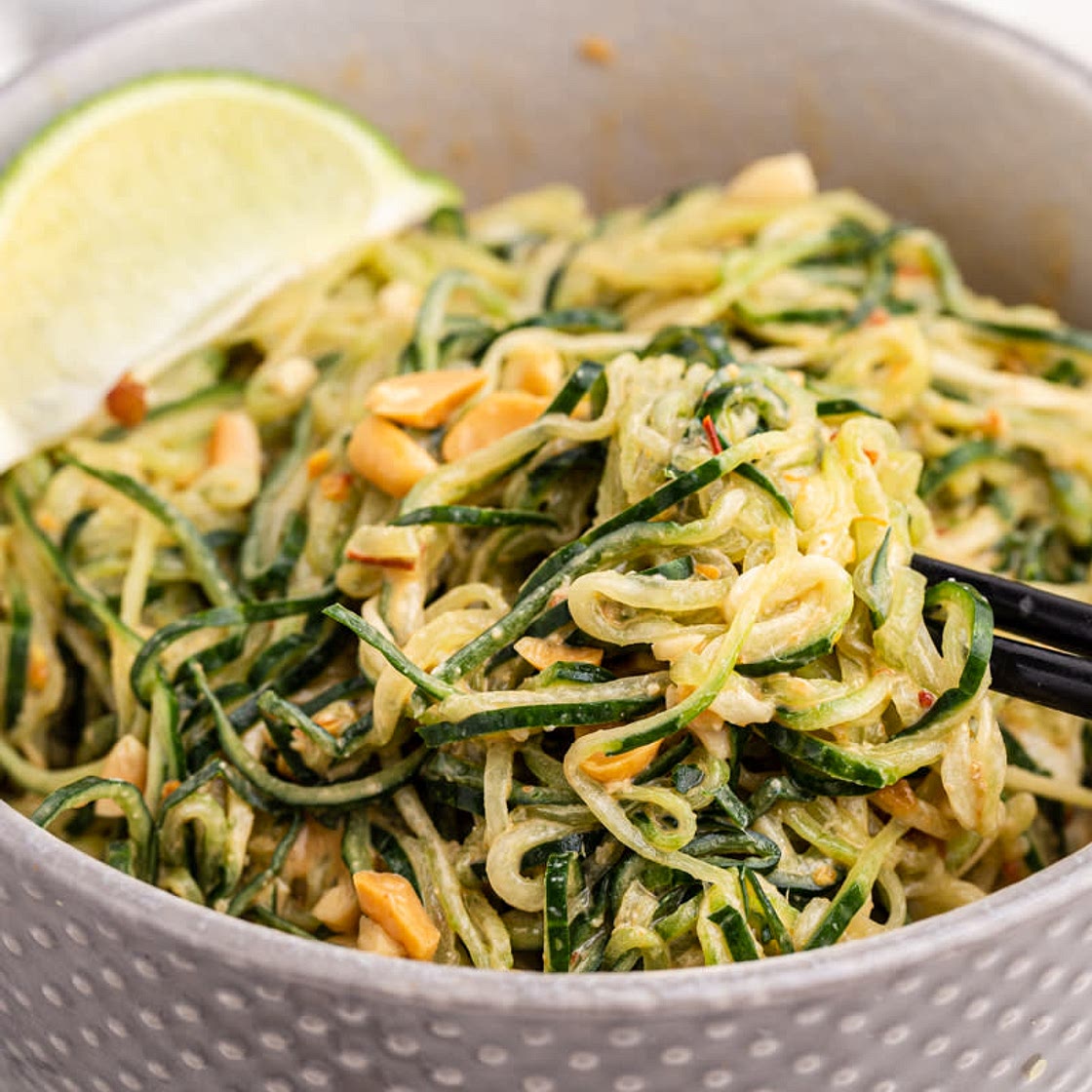 Spicy Peanut Cucumber Noodle Salad
