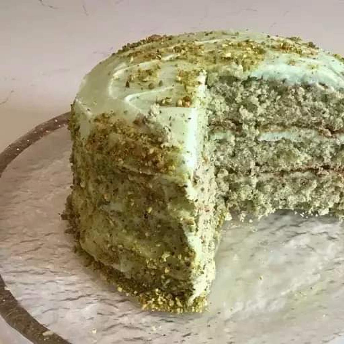 Pistachio Cake with Cream Cheese Frosting