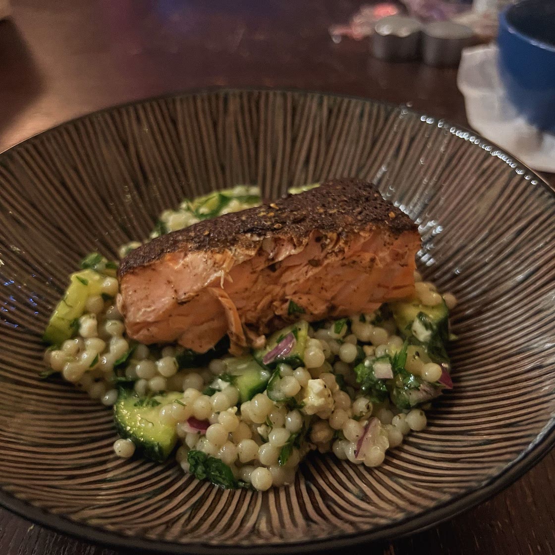 Salmon Couscous Salad with Feta Dressing
