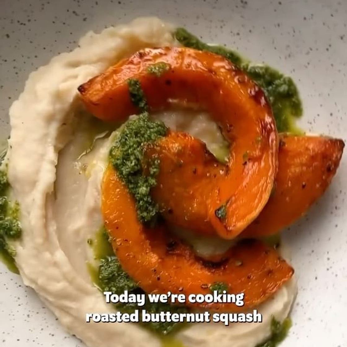 ROASTED SQUASH WITH BUTTER BEAN MASH + SAGE PESTO 🌱