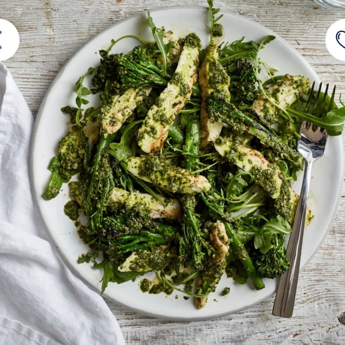 Grilled Chicken and Broccoli with Pumpkin Seed Pesto