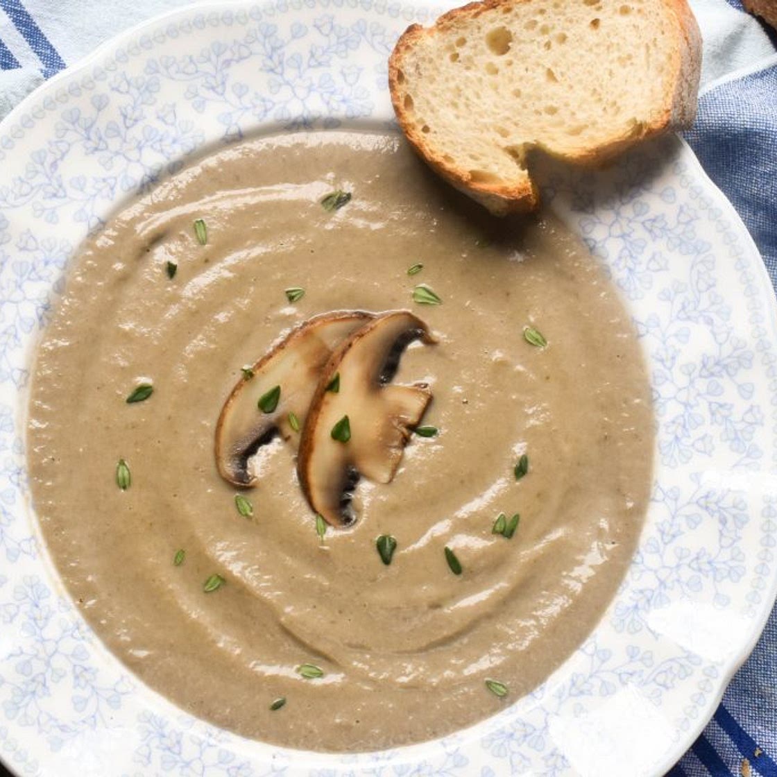 Healthier Mushroom and Leek Soup