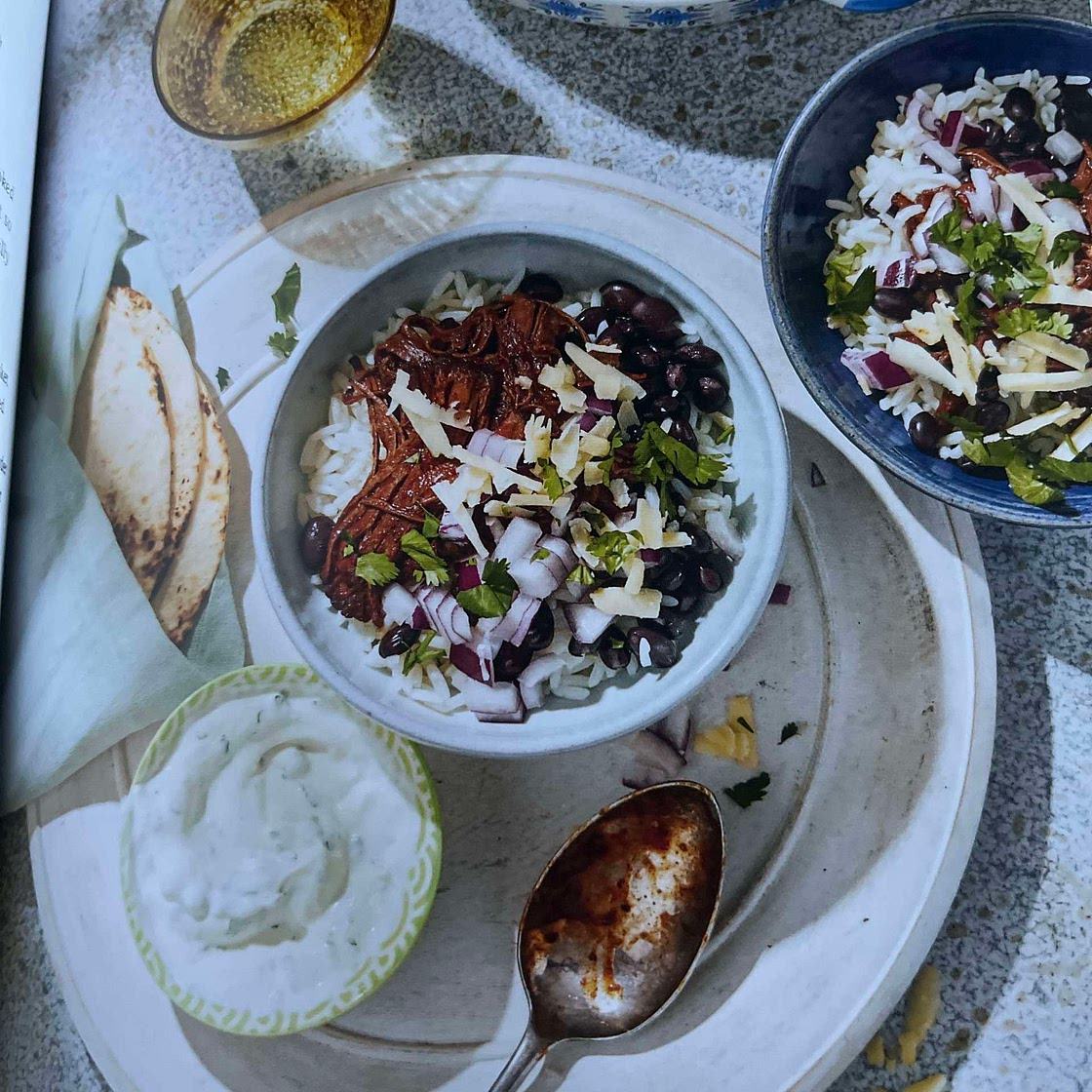 Beef brisket burrito bowls