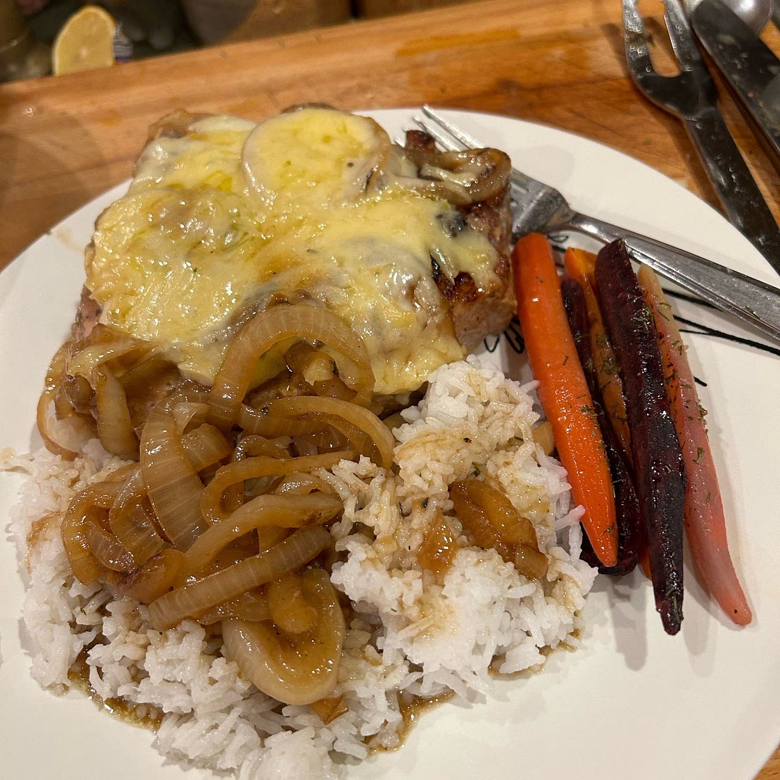 One Pan French Onion Smothered Pork Chops