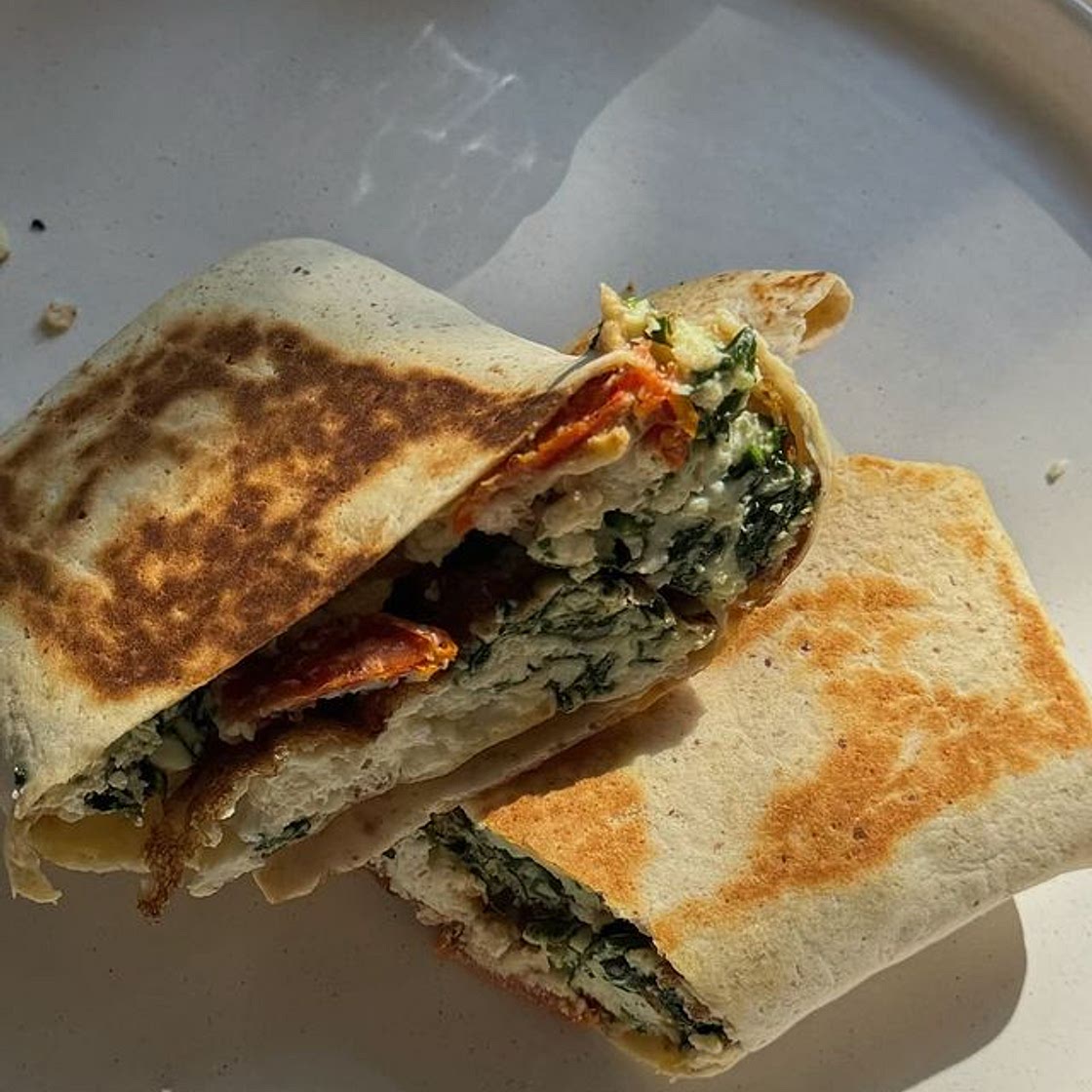 Spinach feta and egg white wrap