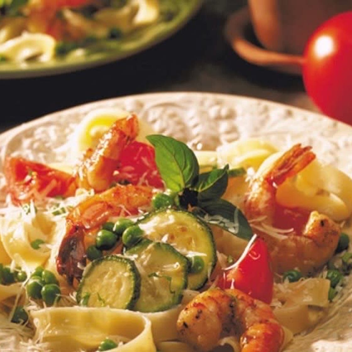 Fettuccine shrimp primavera 
