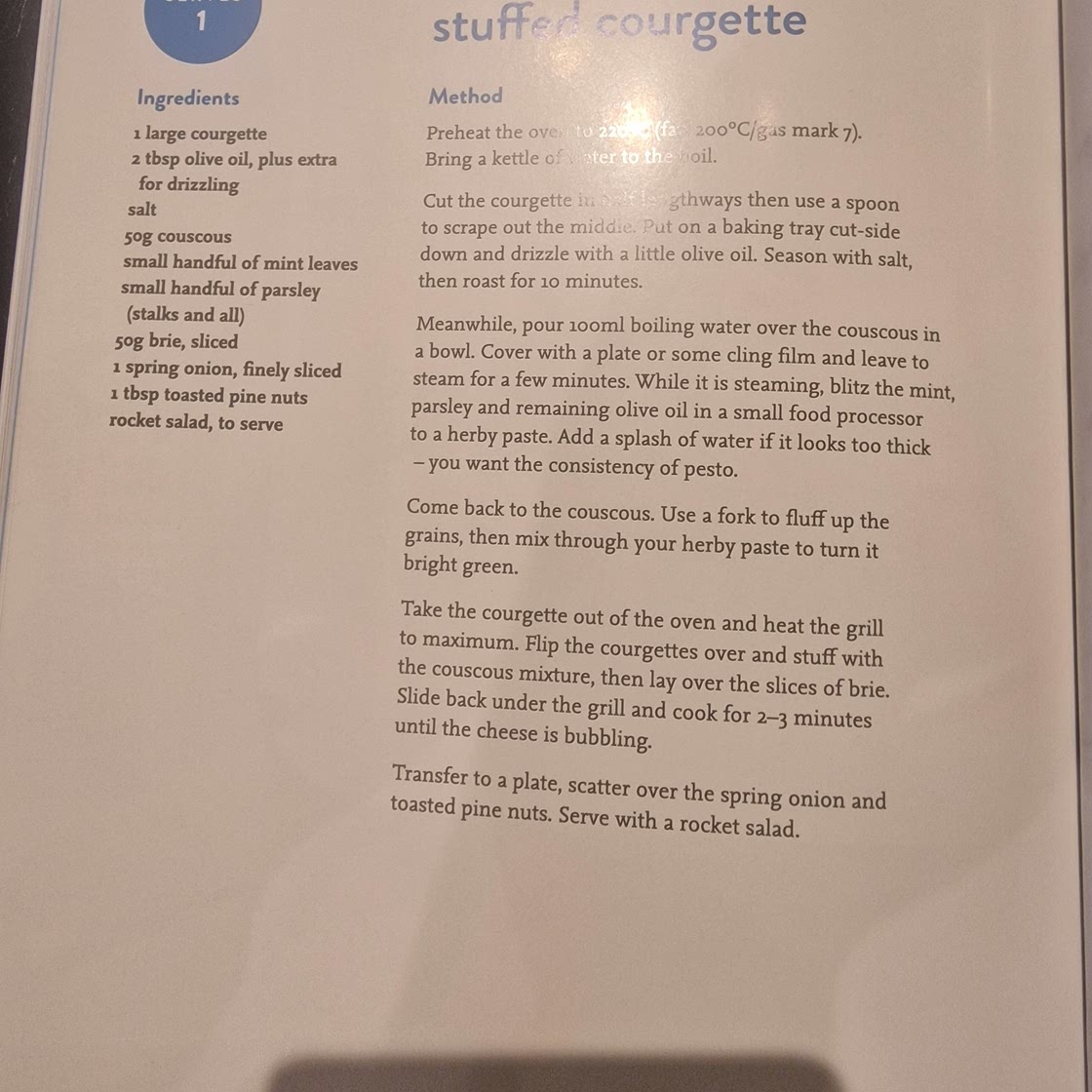 Green couscous stuffed courgette
