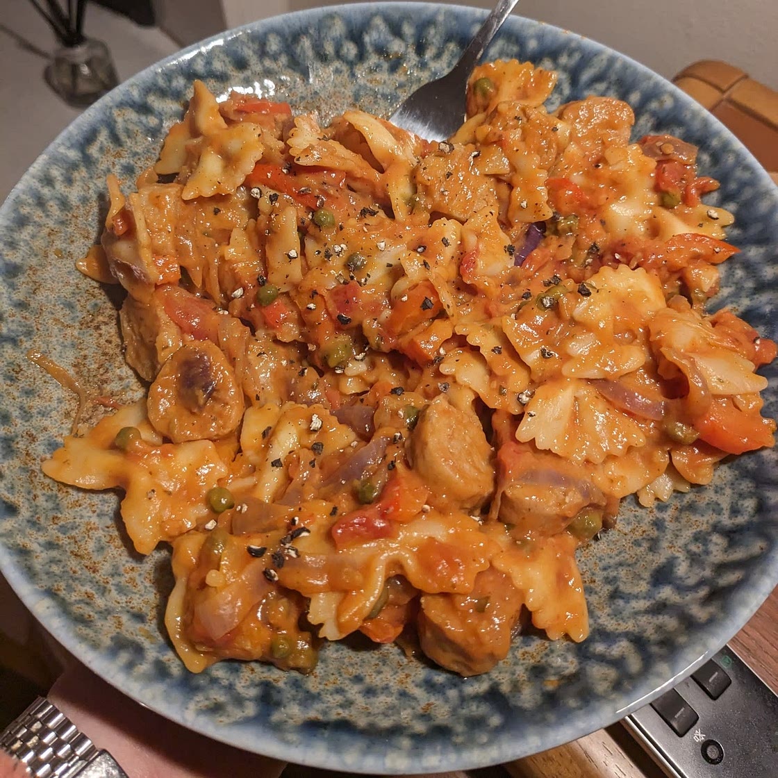 One Pot Smoked Sausage and Veggie Pasta