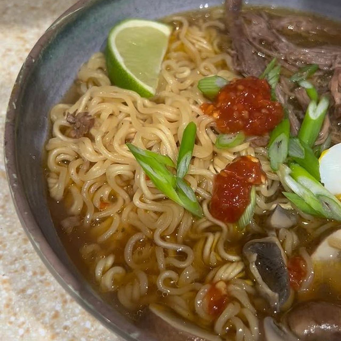 Brisket ramen soup