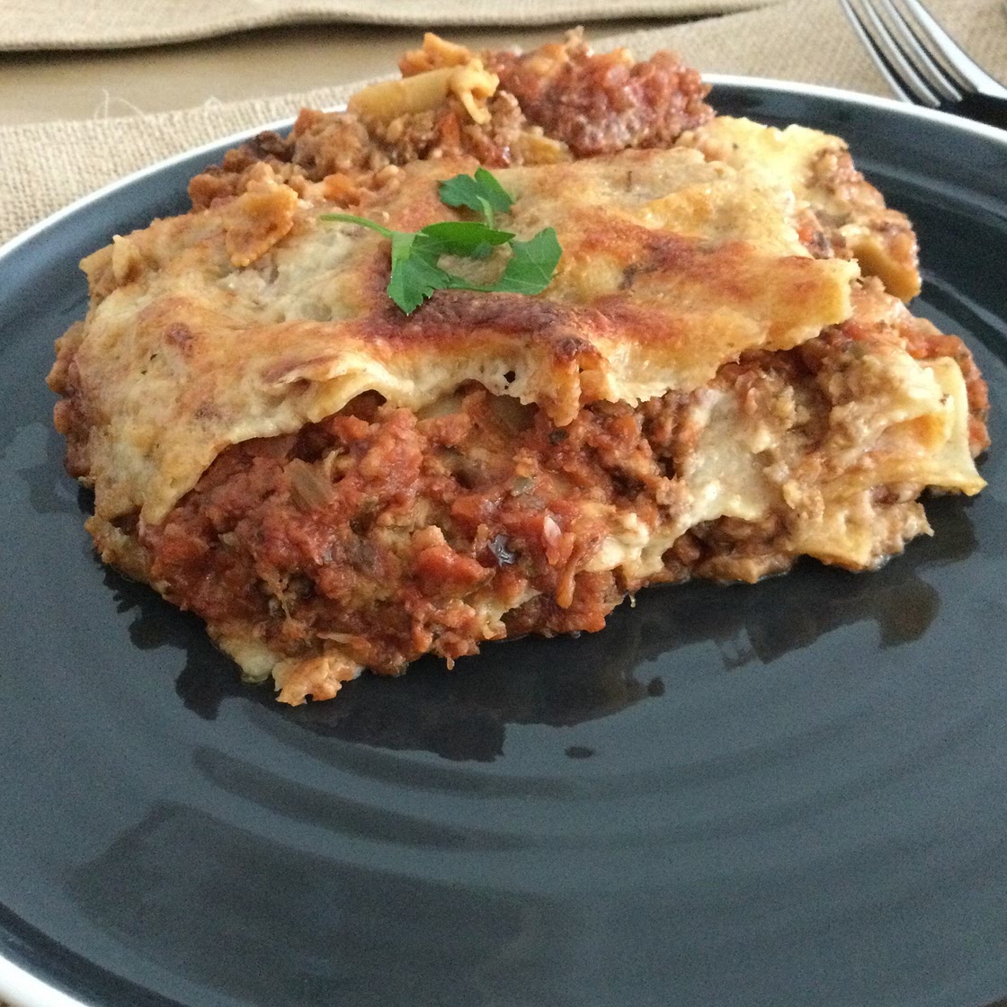 Veg-packed meatball lasagne