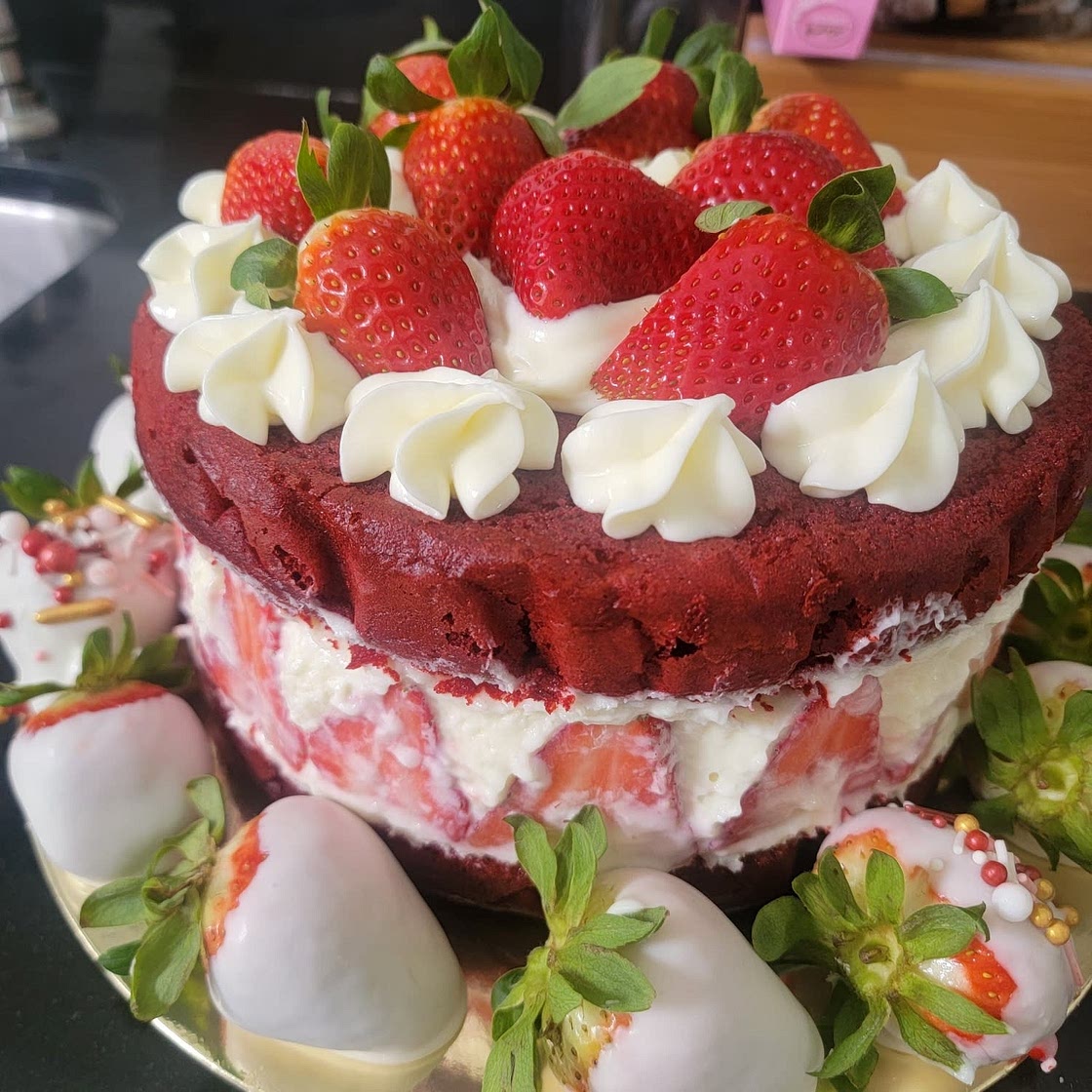 Red Velvet Strawberry Cake
