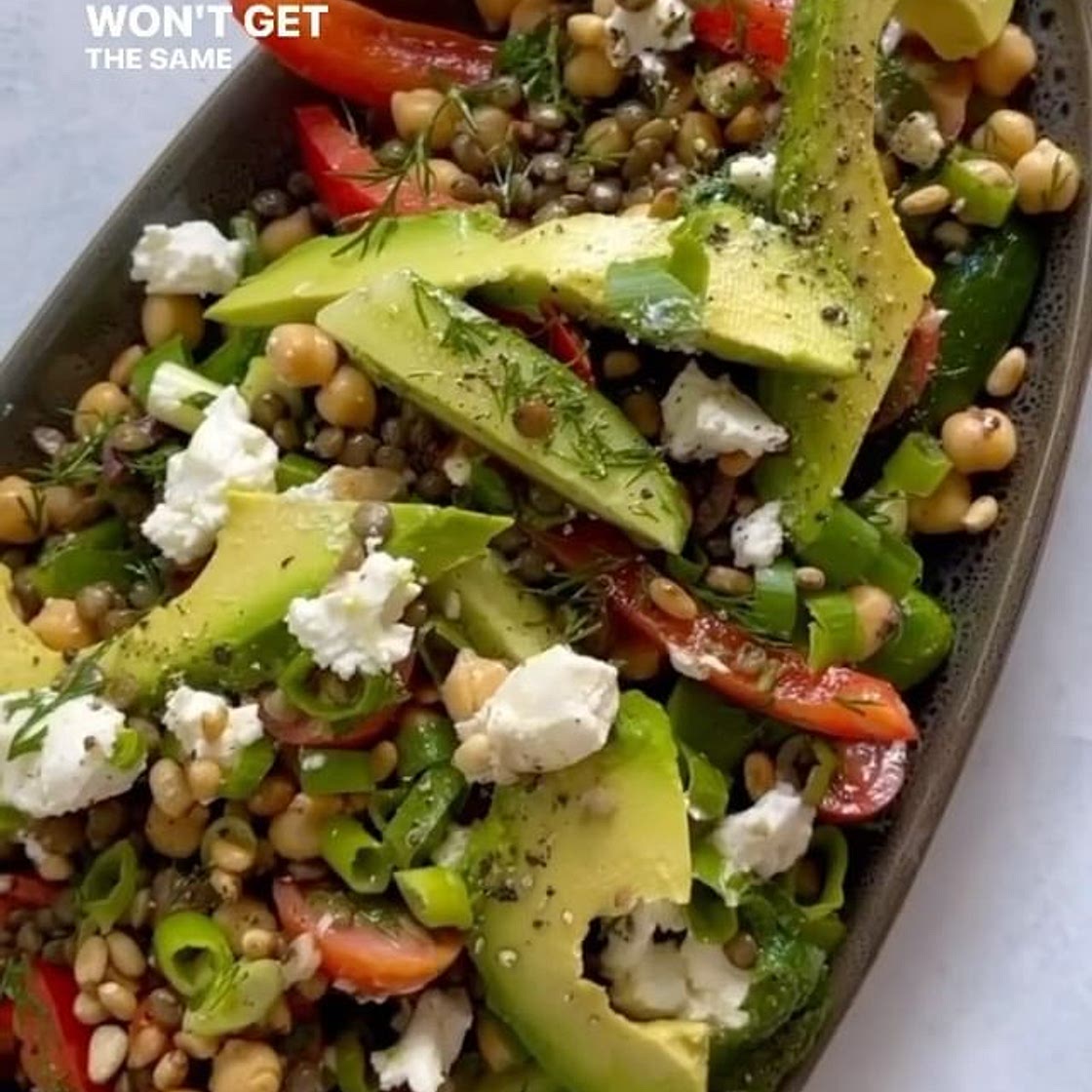 LENTIL, CHICKPEA, AVOCADO and GOATS CHEESE SALAD