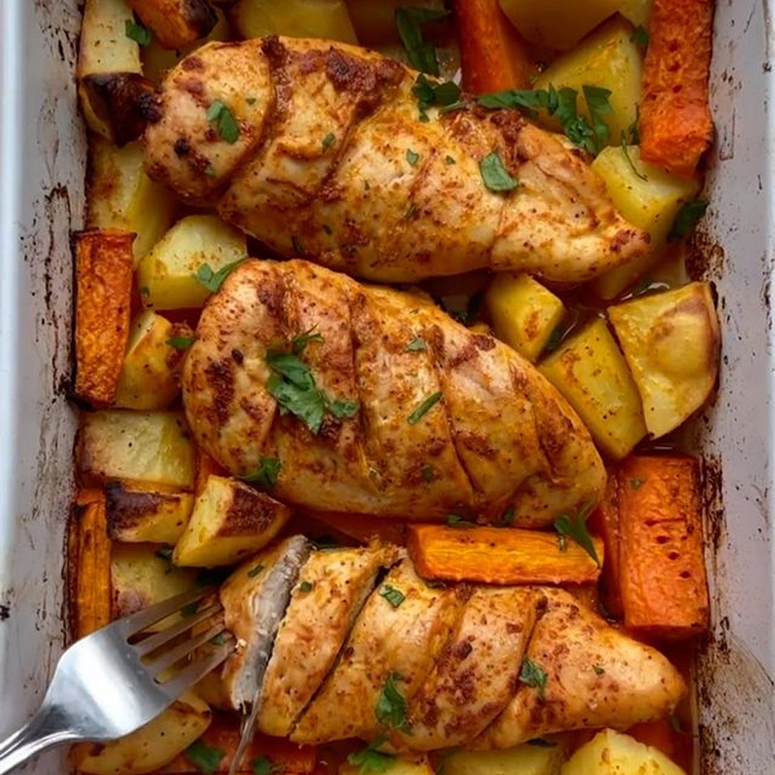 Baked Chicken with potatoes and Carrots