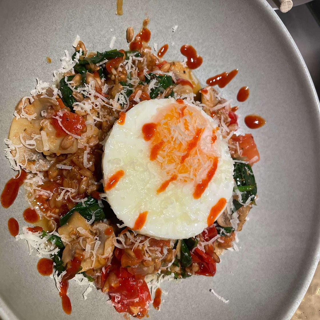 Warm Farro Grain Bowls with Fried Egg