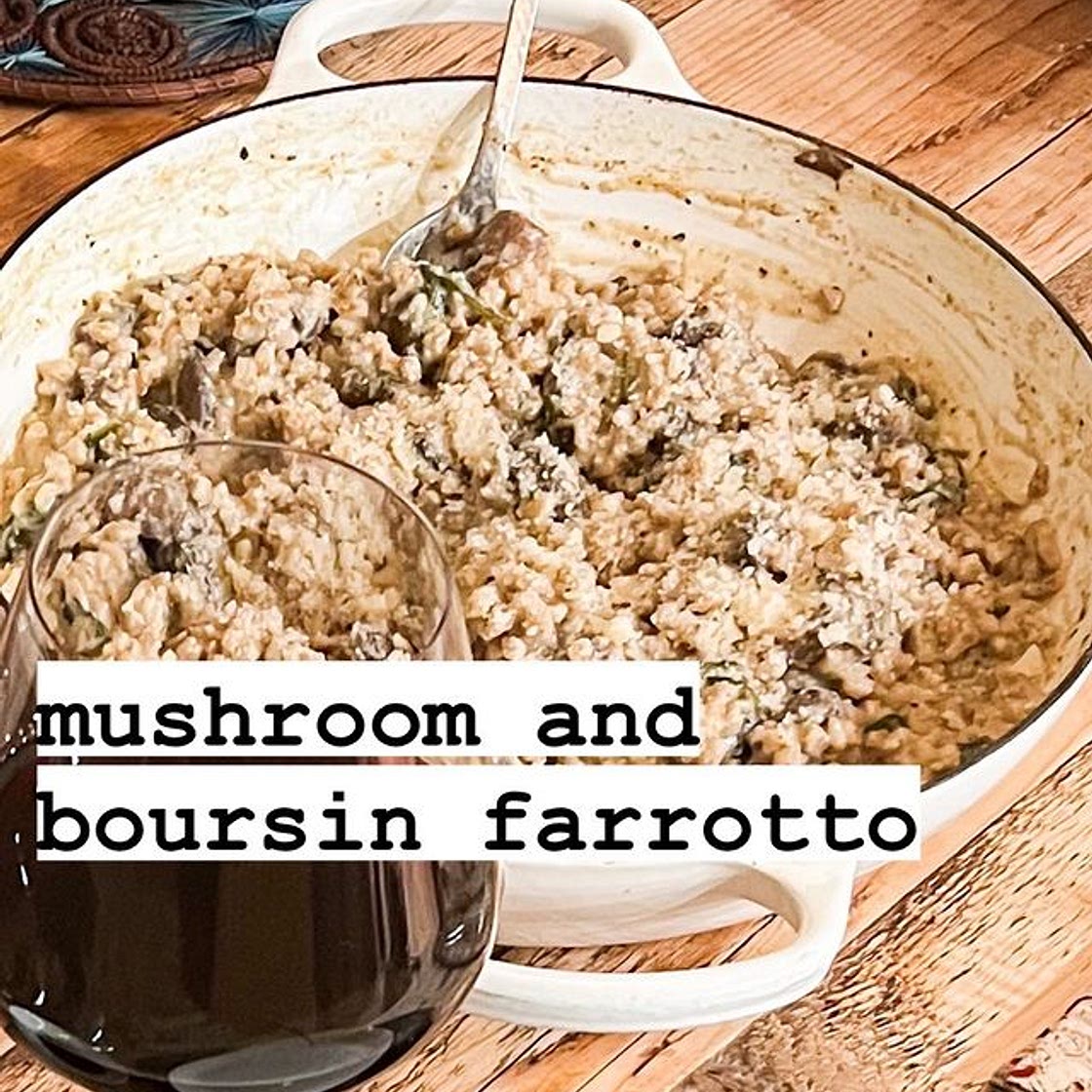 mushroom and boursin farro-tto